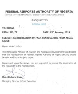 FG moves FAAN headquarters to Lagos