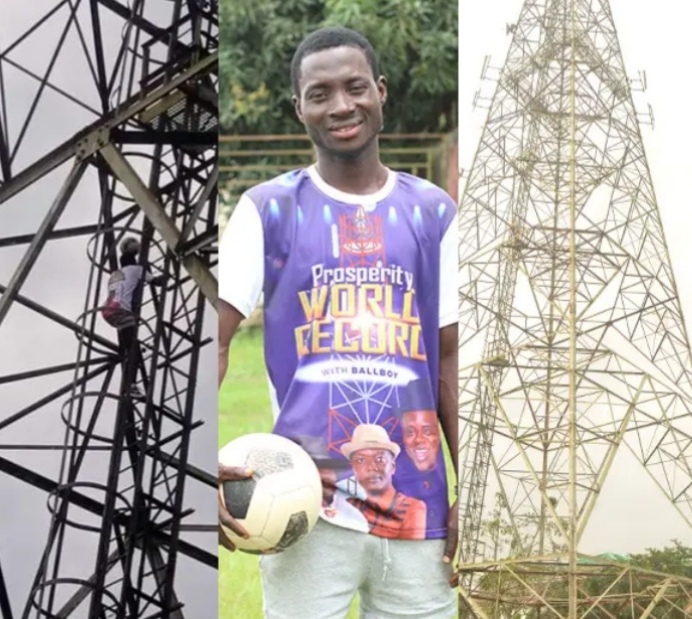 GWR: Nigerian Man Sets New World Record for Balancing Football While Climbing Ladder