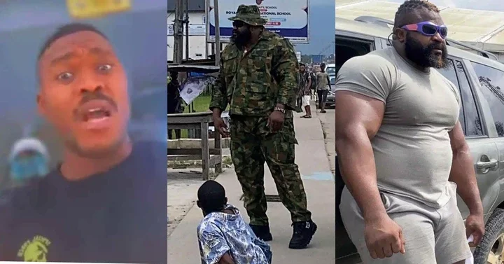 Unknown soldier threatens to deal with Kizz Daniel's bouncer over military camouflage