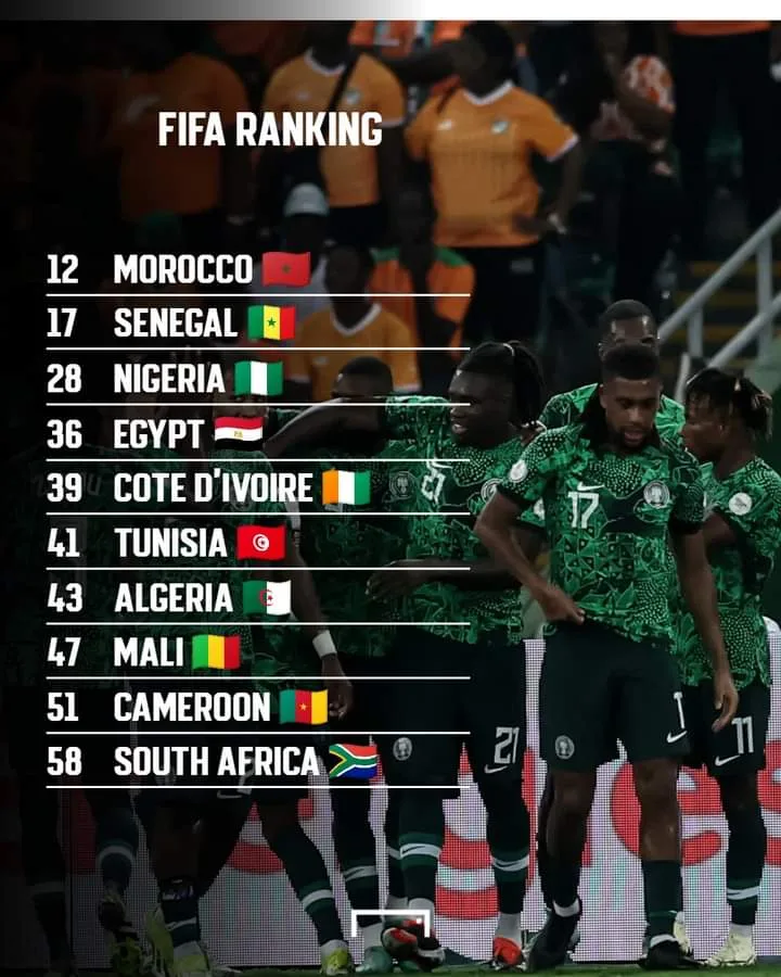 FIFA Ranking: Top 20 African teams in latest ranking